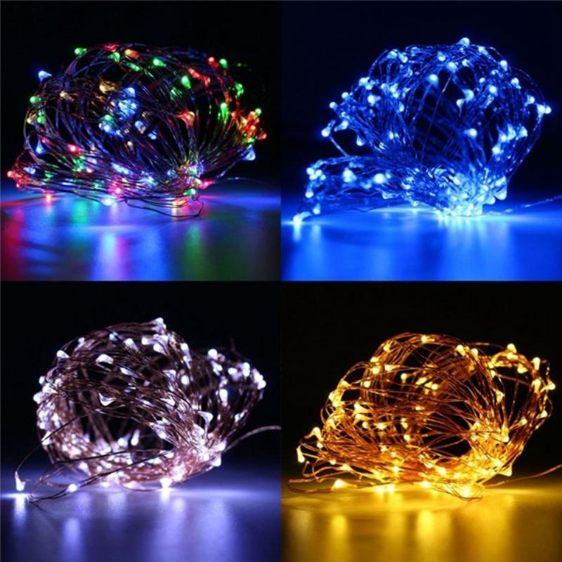 10m 100 Led Copper Wire Fairy String Light Αδιάβροχο Ντεκόρ Για Πάρτι Μαύρο Κέλυφος Με Μπαταρία