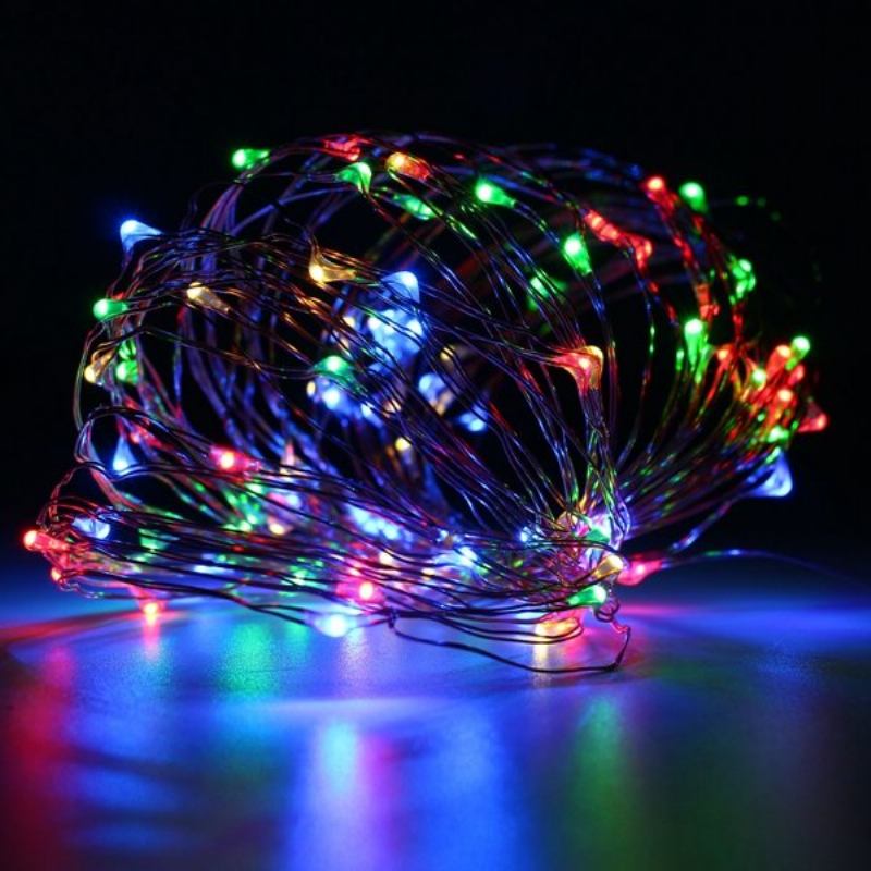 10m 100 Led Copper Wire Fairy String Light Αδιάβροχο Ντεκόρ Για Πάρτι Μαύρο Κέλυφος Με Μπαταρία