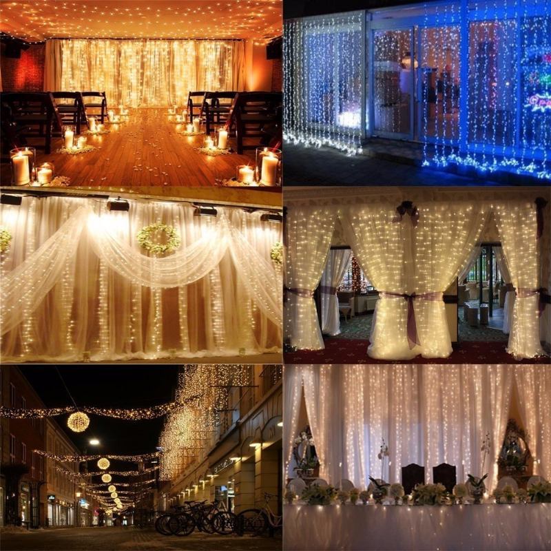 3mx3m 300 Led String Lights Φωτάκια Κουρτίνας 220v Light Σπίτι Μπαλκόνι Κήπος Χριστουγεννιάτικη Διακόσμηση