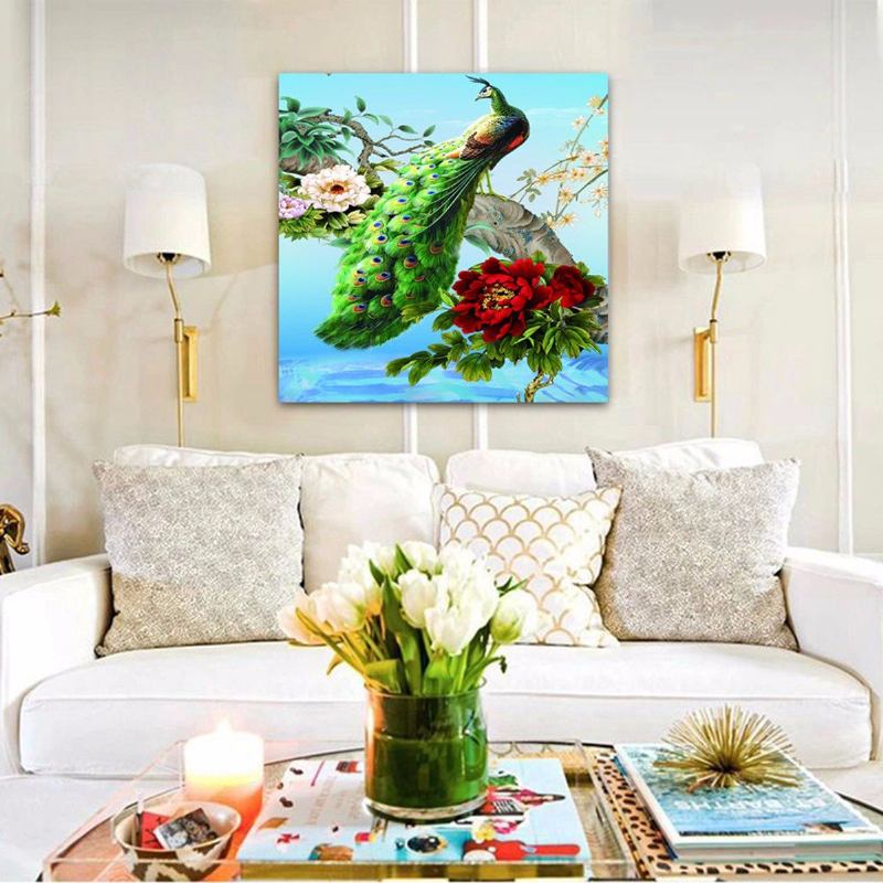 5d Διαμαντένιο Κέντημα Ζωγραφική Diy Peacock Peony Mosaic Stitch Craft Διακόσμηση Τοίχου Σπιτιού