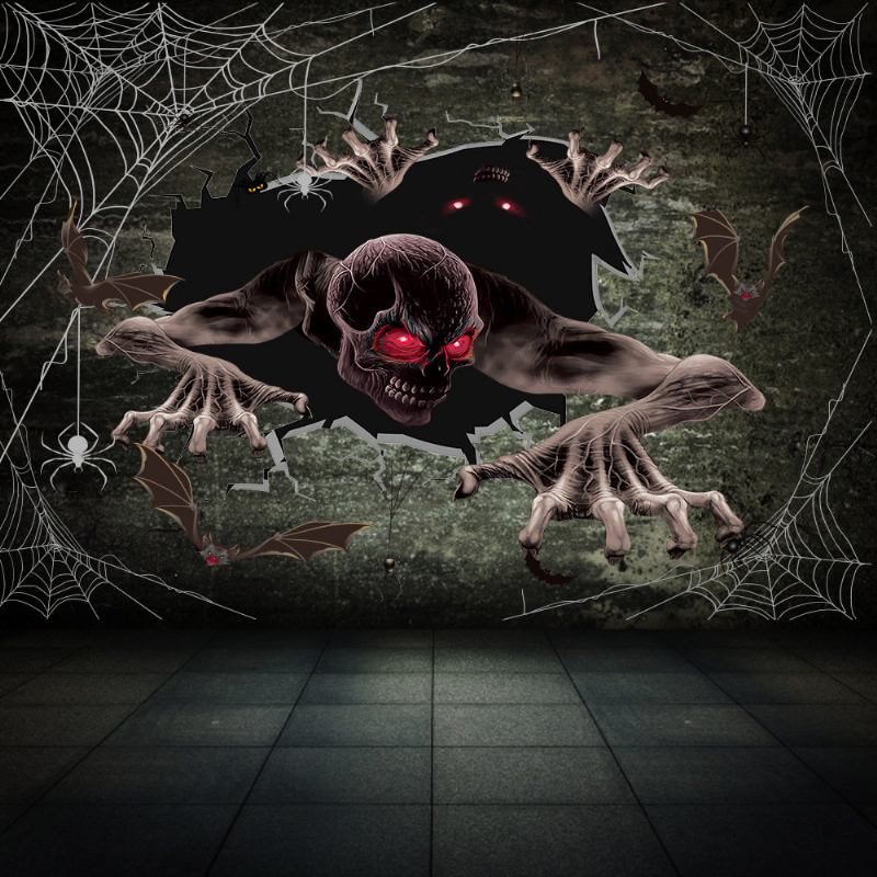 Αυτοκόλλητα Τοίχου Halloween Τρόμου Παράθυρο Πόρτας Γυάλινη Διακόσμηση Blood Handprint Devil