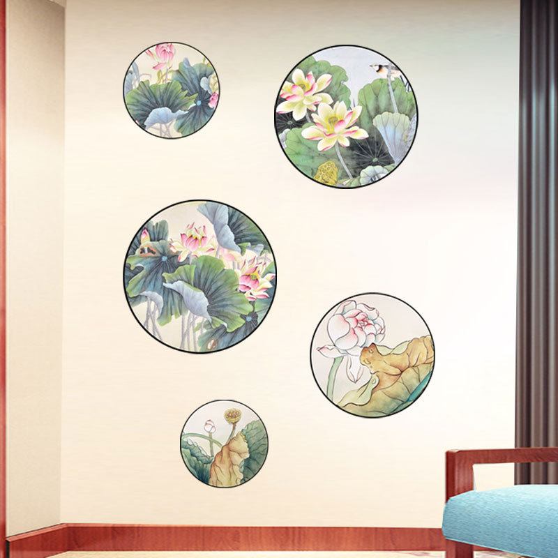 Αυτοκόλλητο Miico 2pcs Lotus Painting Διακόσμηση Δωματίου Μελέτης Σπιτιού Τοίχου Συνδυαστικά Αυτοκόλλητα