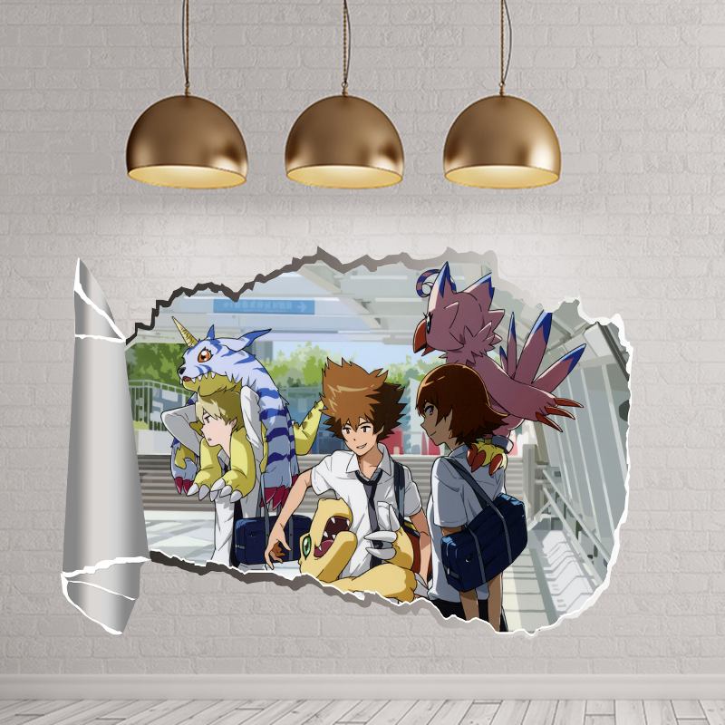 Αυτοκόλλητο Τοίχου 3d Digital Monster Tri Anime Nostalgic Ιαπωνικό Pvc Κρεβατοκάμαρας