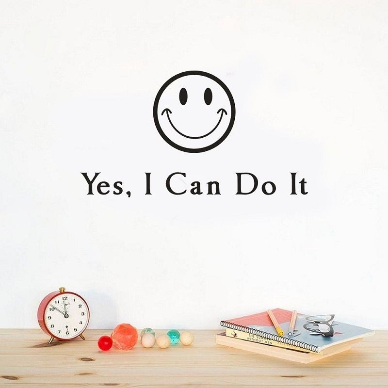 Εμπνευσμένο Απόσπασμα I Can Do It Smile Αυτοκόλλητα Τοίχου Μελέτη Ταπετσαρία Διακόσμησης