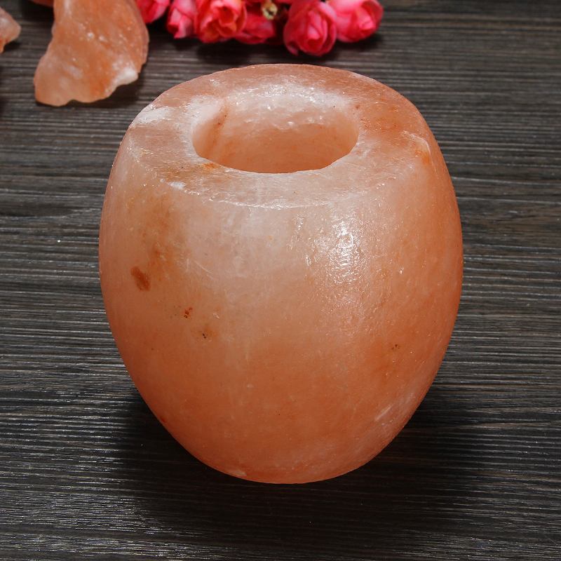 Επιτραπέζιο Φωτιστικό Crystal Night Light Κηροπήγιο Natural Salt Rock Tealight Καθαρισμού Αέρα