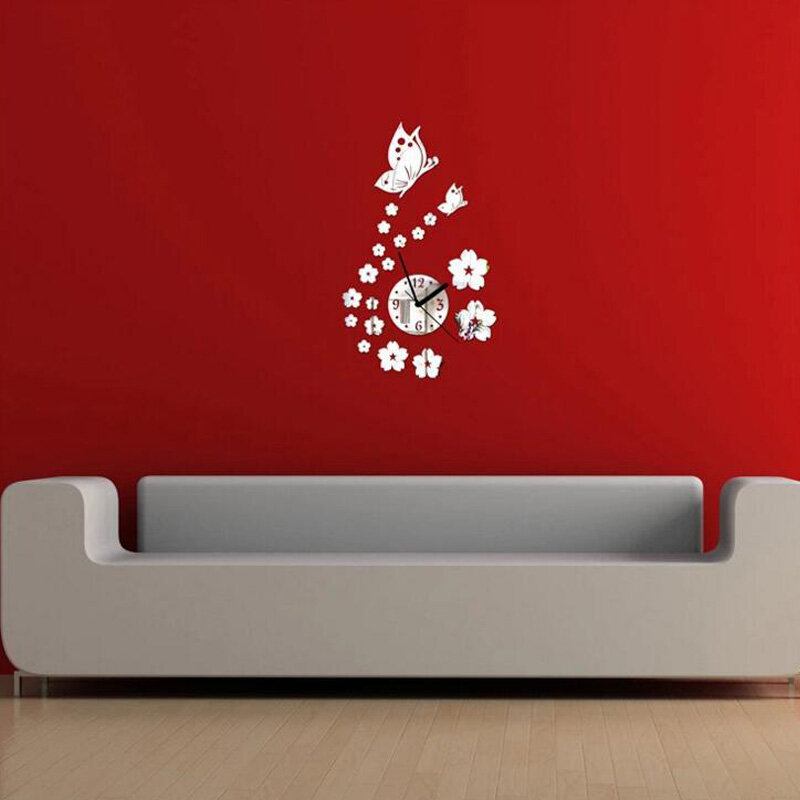 Honana Dx-x7 Creative Butterfly 3d Ακρυλικός Καθρέφτης Αυτοκόλλητο Τοίχου Ρολόγια Χαλαζία Ρολόι Μεγάλη Διακόσμηση Σπιτιού