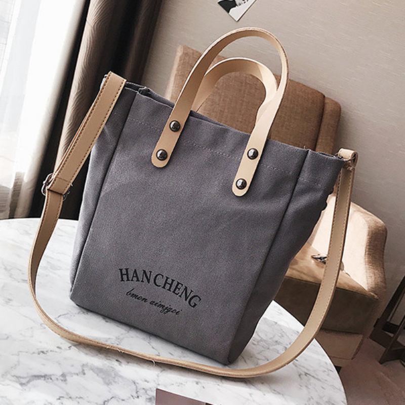2 Τεμ Casual Canvas Handbag Τσάντα Crossbody Ώμου