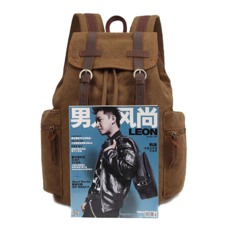 Ανδρικό Vintage Σακίδιο Πλάτης Καμβά Kaukko Casual Computer School Travel Sport Backpack