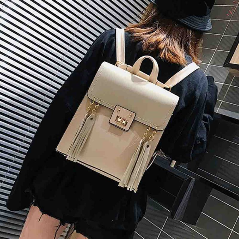 Φούντες Handbags College Σχολική Τσάντα Σακίδιο Πλάτης Μεγάλης Χωρητικότητας Vintage Casual Flap Pu Δερμάτινη Ώμου