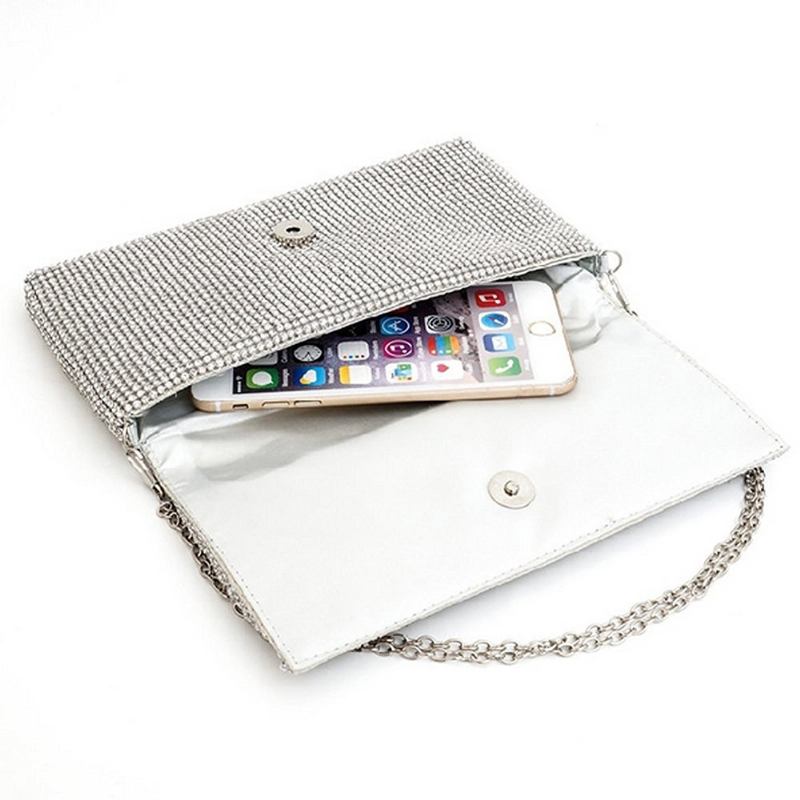 Γυναικεία Βραδινή Τσάντα Γυαλιστερή Clutch Με Στρας Για Γάμο Ή Πάρτι