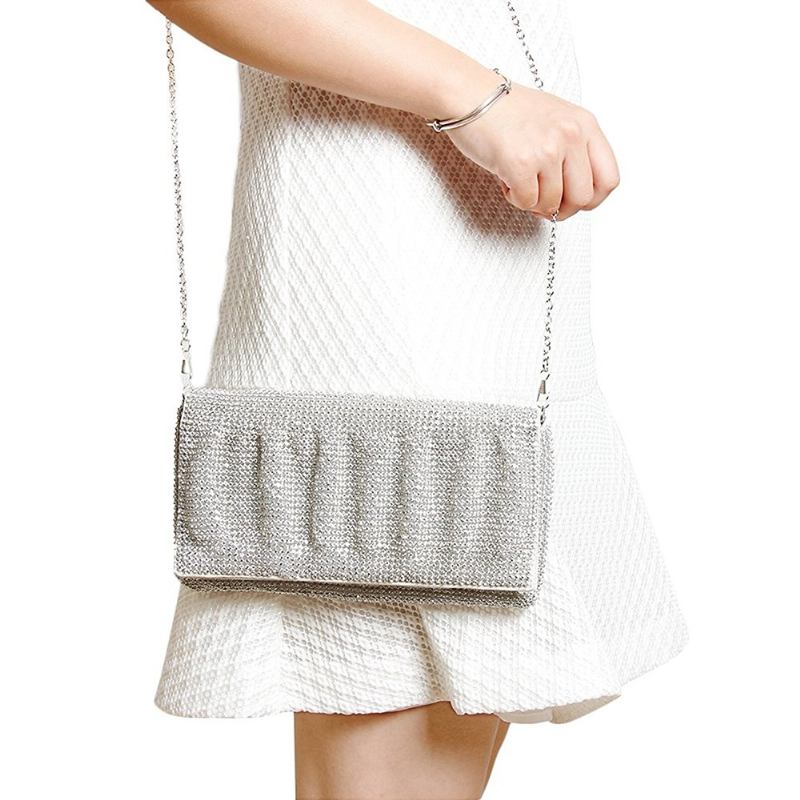 Γυναικεία Βραδινή Τσάντα Γυαλιστερή Clutch Με Στρας Για Γάμο Ή Πάρτι
