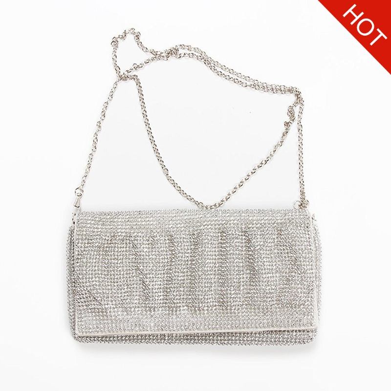 Γυναικεία Βραδινή Τσάντα Γυαλιστερή Clutch Με Στρας Για Γάμο Ή Πάρτι