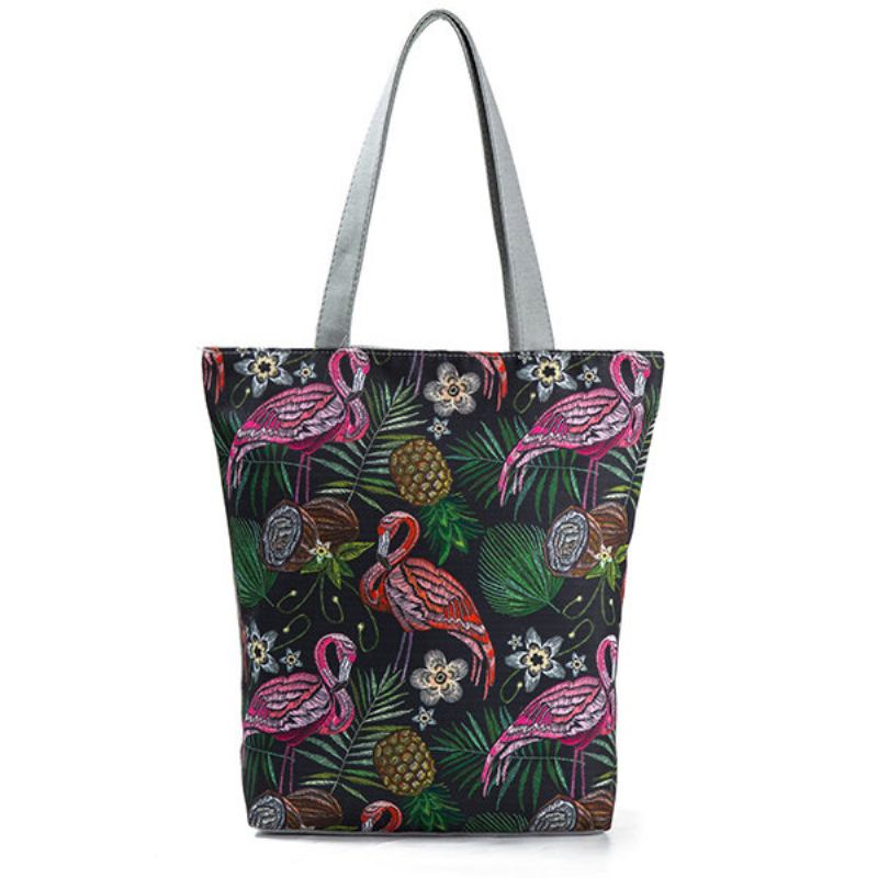 Γυναικεία Τσάντα Σε Καμβά Εκτύπωσης Casual Tote Ώμου Μεγάλης Χωρητικότητας