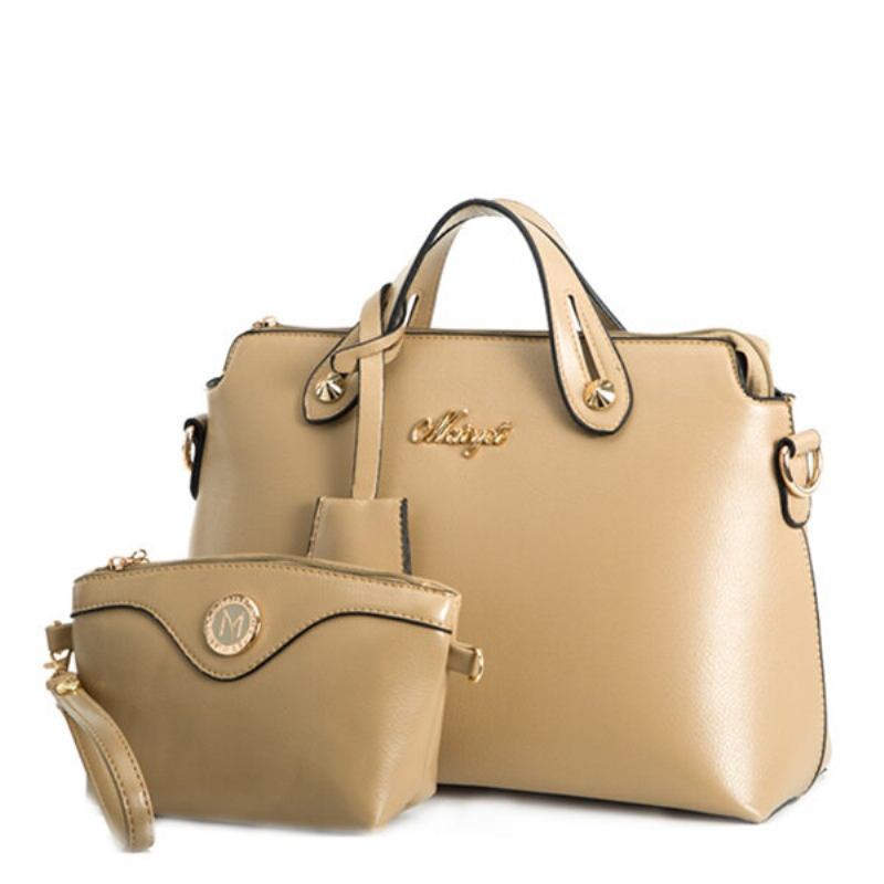 Γυναικείες Κομψές Τσάντες Pu Δερμάτινες 2 Τμχ Clutch Καθαρού Χρώματος