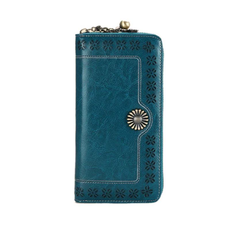 Κλασικό Κοίλο Sunflower Lady Clutch Γνήσιο Δέρμα Με Φερμουάρ Κρεμαστό Θήκη Κάρτας Πορτοφόλι Μακρύ Τσάντα Συμπλέκτη