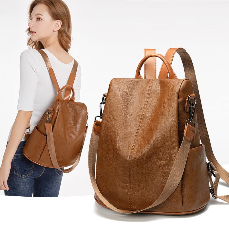 Personality Student Street Αντικλεπτική Σχολική Τσάντα Wild Fashion Casual Μαλακό Δερμάτινο Σακίδιο Πλάτης Για Κορίτσια