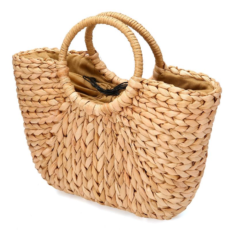Ψάθινη Τσάντα Γυναικεία Καλοκαιρινή Rattan Handmade Woven Circle Bohemia Beach