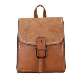Σακίδιο Πλάτης & Τσάντα Ώμου Vintage Casual Flap Pu Δερμάτινη Σετ Μεγάλης Χωρητικότητας Μαγνητικές Τσάντες Κολεγιακή Με