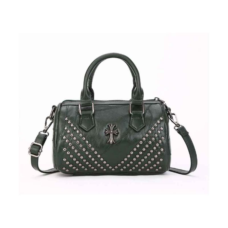 Τσάντα Τύπου Sheepskin Small Square Bag Fashion Round Hardware Rivets Shoulder Messenger Bag