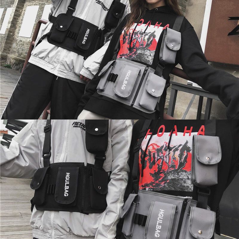 Τσάντα Χιαστί Ανδρική Oxford Vest Casual Tactical Στήθους Με Πολλές Τσέπες
