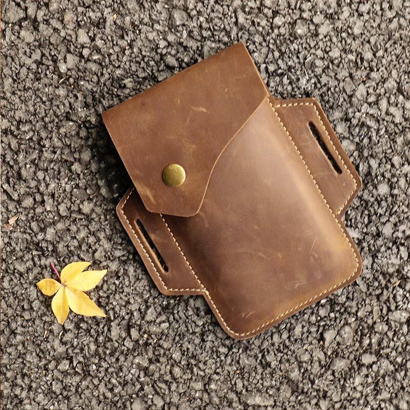 Τσάντα Ζώνης Μέσης Ανδρικής Edc Από Γνήσιο Δέρμα 5.5 Ιντσών
