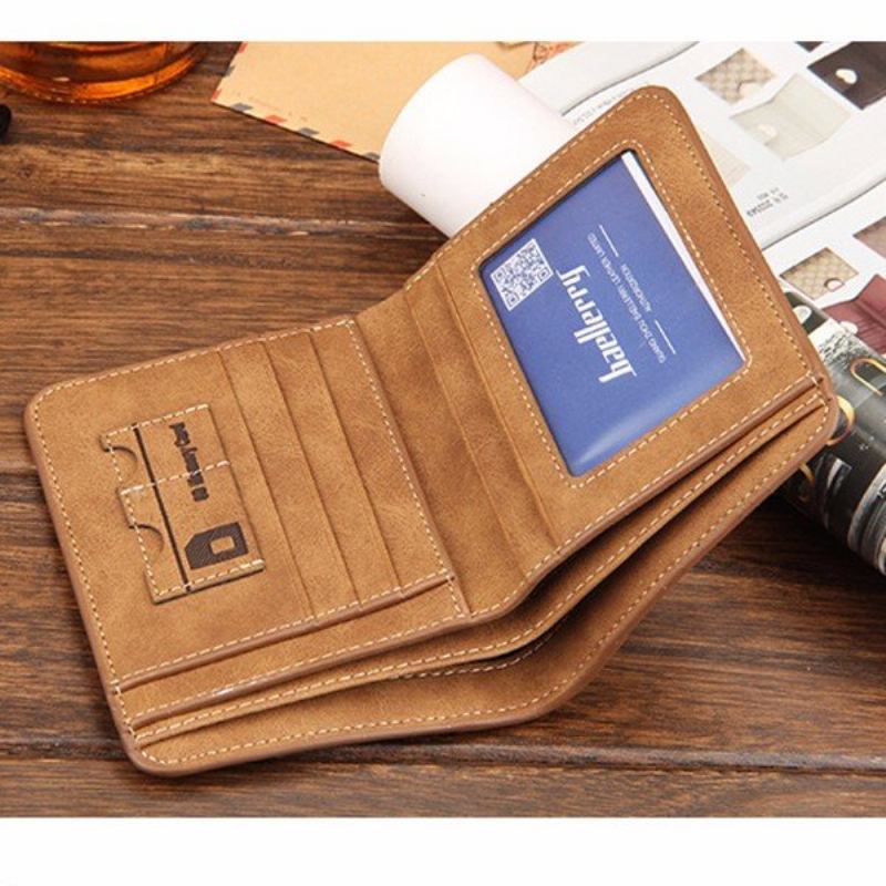 Vintage Casual Pu Δερμάτινο Πορτοφόλι 6 Καρτών Nubuck Coin Τσαντάκι Για Άνδρες