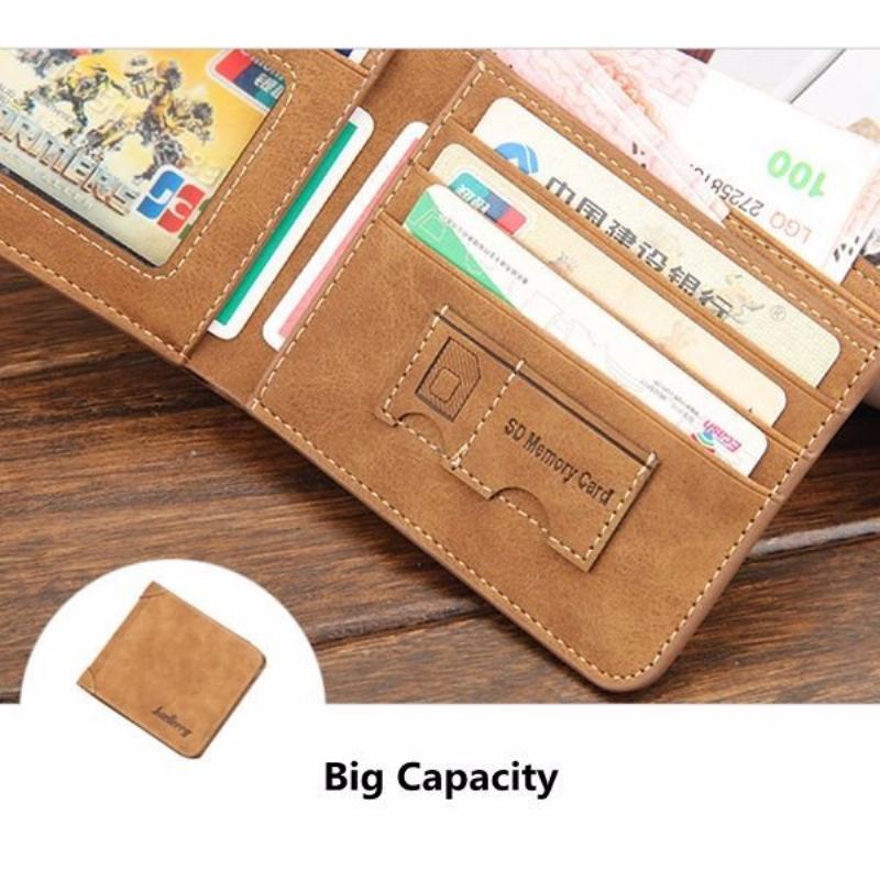 Vintage Casual Pu Δερμάτινο Πορτοφόλι 6 Καρτών Nubuck Coin Τσαντάκι Για Άνδρες