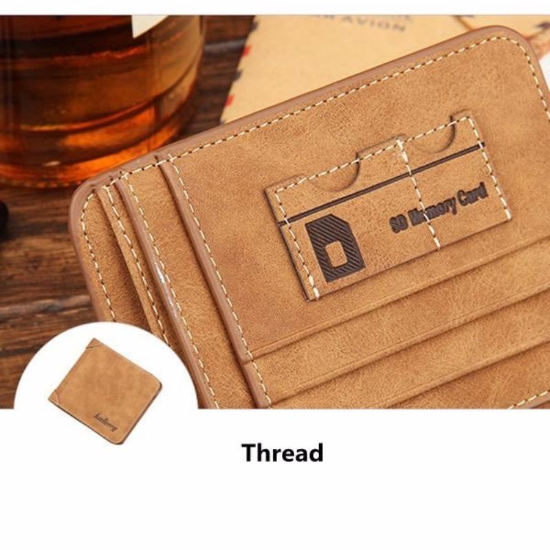 Vintage Casual Pu Δερμάτινο Πορτοφόλι 6 Καρτών Nubuck Coin Τσαντάκι Για Άνδρες