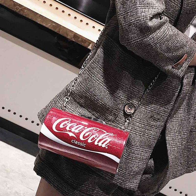 Χαριτωμένη Δημιουργική Τσάντα Ώμου Coca-cola Sprite Can Lady Tough Pu Creative Letters Μικρή Γυναικεία Χιαστί