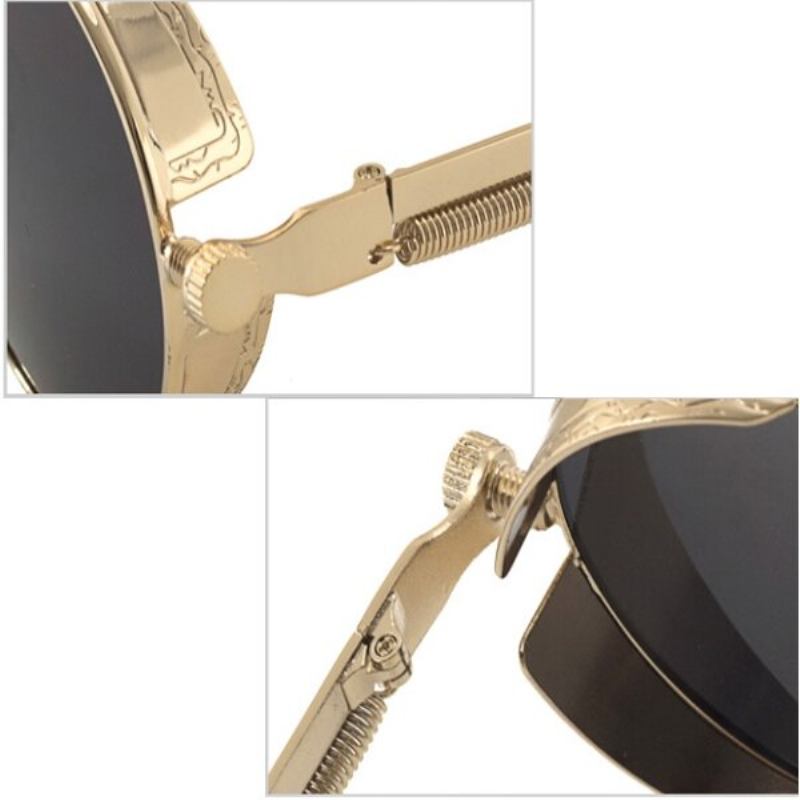 Ανδρικά Γυναικεία Ρυθμιζόμενα Polarized Γυαλιά Ηλίου Για Εξωτερικούς Χώρους Uv400 Steampunk Με Στρογγυλό Φακό