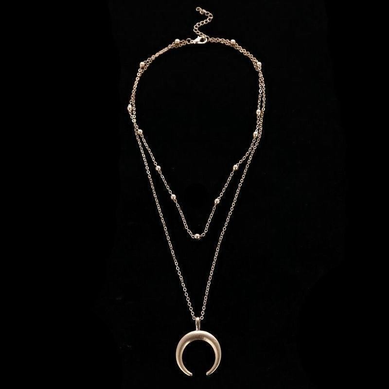 Bohemian Κρεμαστό Κολιέ Moon Stratification Chain Charm Ethnic Κοσμήματα Για Γυναίκες