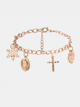 Fashion Charm Bracelet Cross Madonna Snowflake Chain Χρυσό Βραχιόλι Κοσμήματα Για Γυναίκες