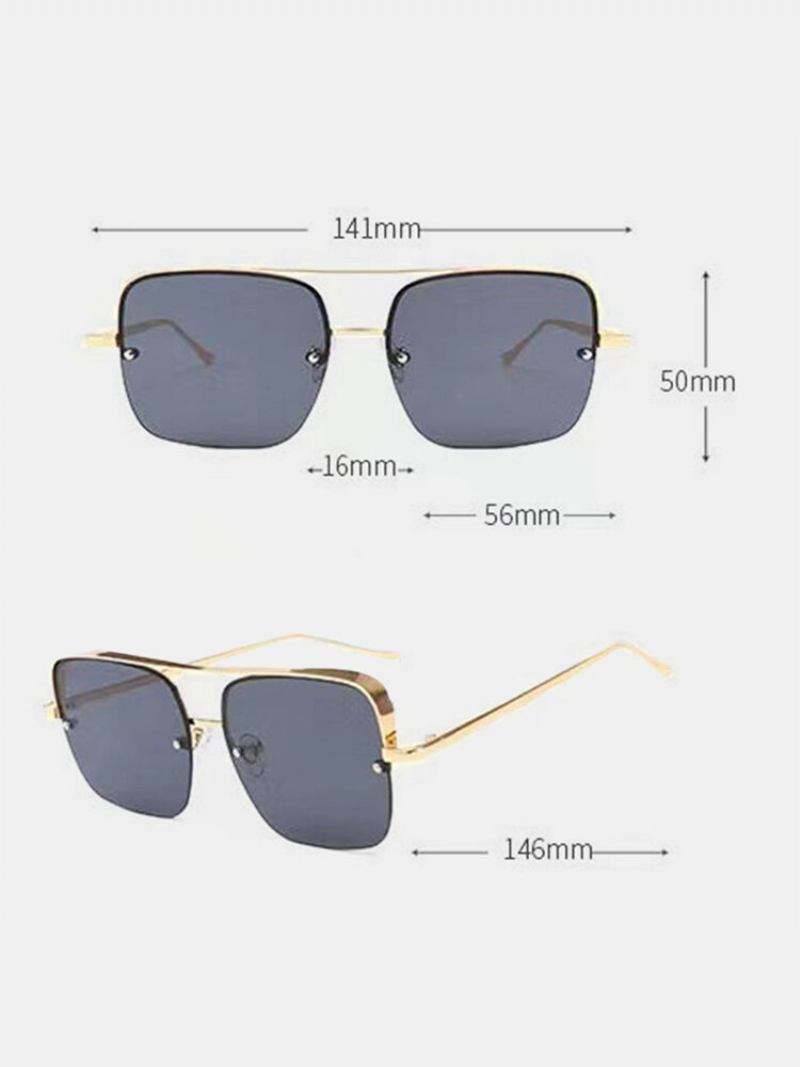 Unisex Metal Big Square Half Frame Πολύχρωμα Γυαλιά Ηλίου Anti-uv Fashion