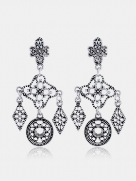 Vintage Ear Drop Σκουλαρίκια Hollow Rhombus Geometric Moon Star Model Ethnic Για Γυναίκες