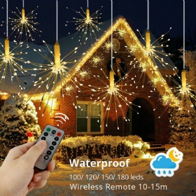 100 120 150 180 Creative Hanging Twinkle Lights Outdoor Led String Light Firework Ασύρματο Τηλεχειριστήριο 10m Dimmer Λειτουργεί Με Αδιάβροχη Μπαταρία