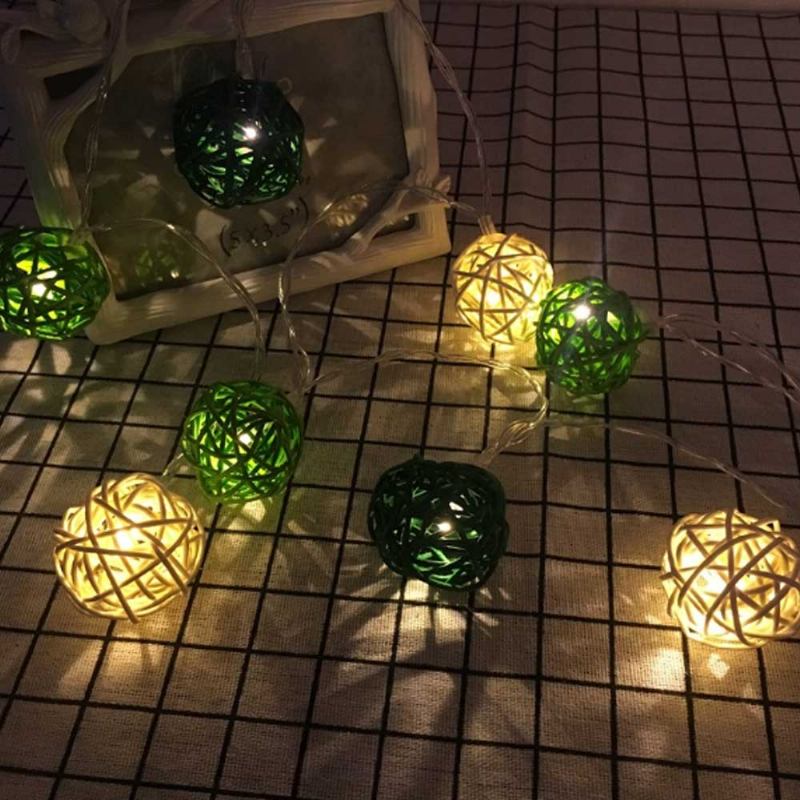 Φανταχτά Ντελικάτα Φωτιστικά Led Sting Night Light Με Πολύχρωμη Μπάλα Από Ρατάν Χριστουγεννιάτικη Διακόσμηση Για Το Σπίτι Γάμου