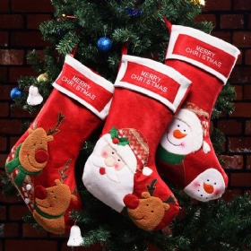 Χριστουγεννιάτικες Κάλτσες Διακοσμήσεις Χριστουγεννιάτικη Τσάντα Καραμέλας Κρεμαστό Με Γέρο Χιονάνθρωπος